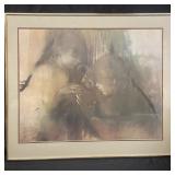 Vintage framed Zora Duvall "Cats Cradle II" print