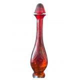 Vintage red glass decanter