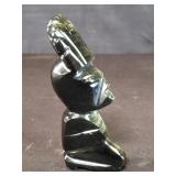 Vintage hand carved Aztec style obsidian figure