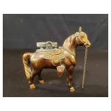 Vintage copper tone spelter horse table lighter