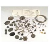 Lot of jewelry, medals, etc.