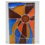 Vintage stained leaded glass panel