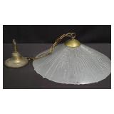 Mid-century brass and glass hanging light