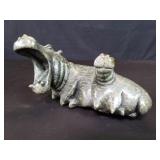 Vintage stone hippopotamus sculpture