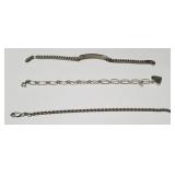 Three sterling silver bracelets