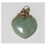 14k gold and jadeite heart pendant