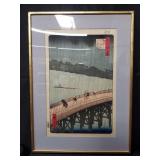 Japanese woodblock repront "sudden shower over