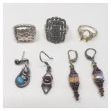 Group of assorted sterling silver jewelry, rings