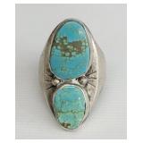 Vintage Navajo-style silver and turquoise ring