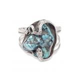 Silver and turquoise snake cuff bracelet