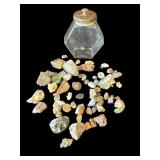 Lot of geode specimens in jar
