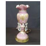 Vintage Fenton style opaline glass table lamp