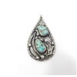 Silver and turquoise Navajo style pendant