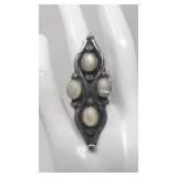 Silver Native American style ring with moonstones