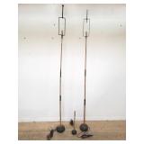 3 Japanese bamboo and iron lamps