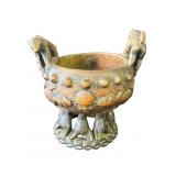 Vintage African-style carved wood bowl