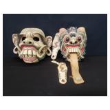 Pair of  Balenese hand painted wood masks