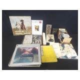 Box of miscellaneous  drafting tools, LPs, scale