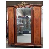 Antique French inlaid mahogany armoire with keys