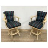 Pair of blonde wood & upholstered counter stools