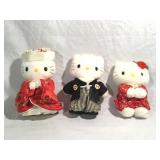 3 vintage Sanrio Hello Kitty plush dolls