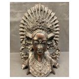Hand-carved wooden bust of a Balinese dancer
