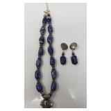 Sterling silver and sodalite beaded necklace and