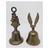 Vintage brass bells: American eagle and English