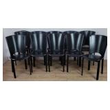 Group of 10 leather Italian dining chairs