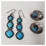 Two pairs of sterling silver earrings; one pair