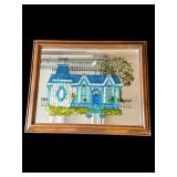 Vintage reverse glass painted mirror