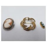 Vintage cameos and brooch