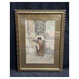 Framed signed watercolor on paper