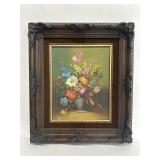 Framed signed oil on canvas still life