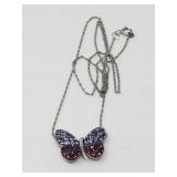 Sterling silver and purple crystal butterfly