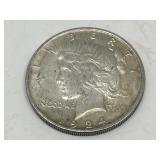 1924 USA peace dollar coin