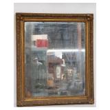 Antique wood and composite gilt wall mirror, as is