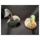 Pair of vintage duck decoys one is signed