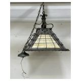 Arts & Crafts style iron light fixture with