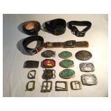 Group of belts and buckles