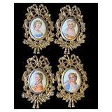 Lot of vintage Limoges-style brass brooches