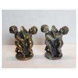 Vintage spelter cherubs figural candlesticks