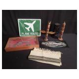 Box of carved totems, revolver composite plaque,