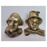 Pair of vintage spelter clown bookends