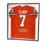 Framed John Elway autographed jersey
