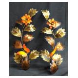 Pair of vintage brass floral wall decoration