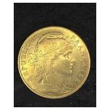 1911 10 Francs Gold Coin.