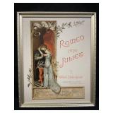 Framed Romeo and Juliet print on board by