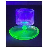 Uranium glass cigarette holder/ashtray