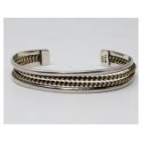 Sterling silver and brass cuff bracelet